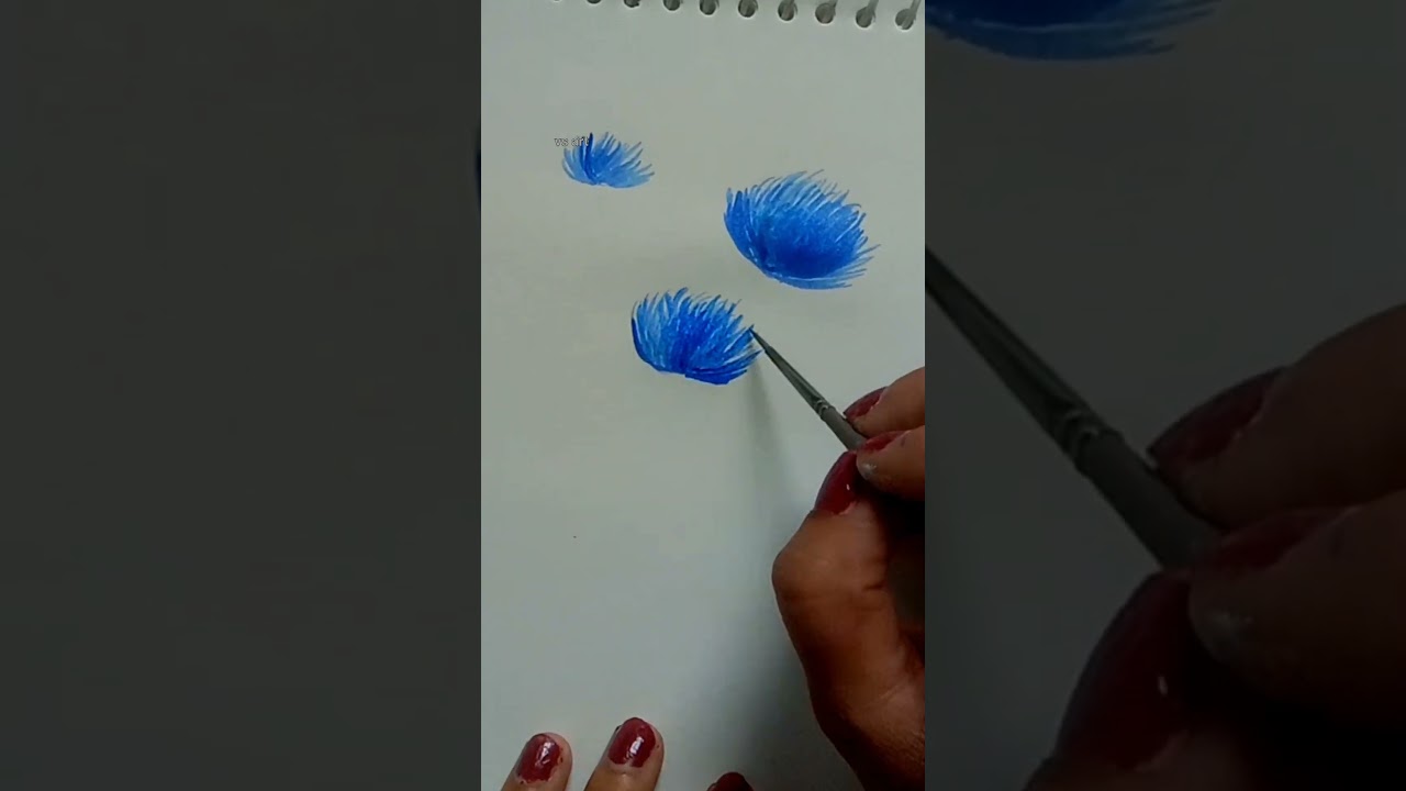watercolor amazing drawing, blue flowers, viral followers,