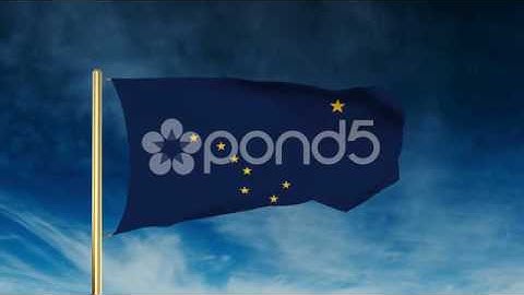 Alaska Flag Slider Style. Waving In The Win With Cloud Background Animation