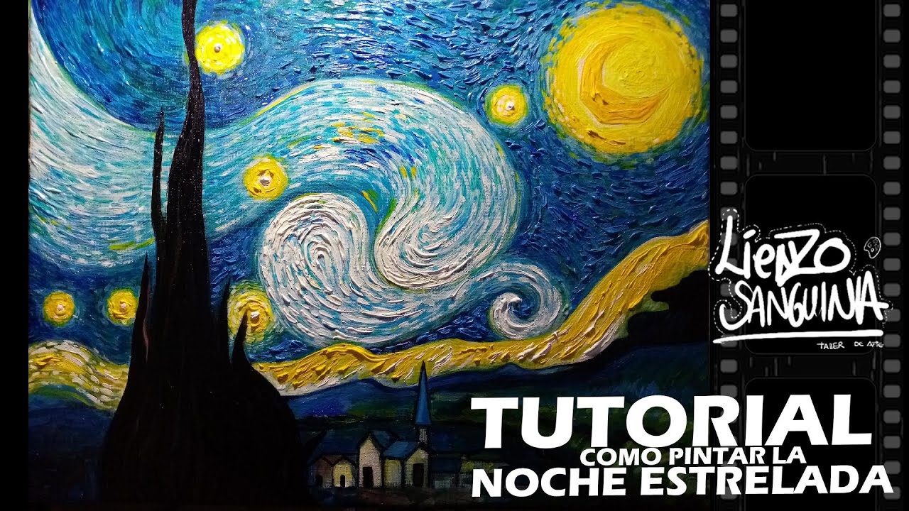 COMO PINTAR LA NOCHE ESTRELLADA EN ACRILICO