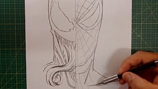 How to draw Venom vs Spider-Man || comic art