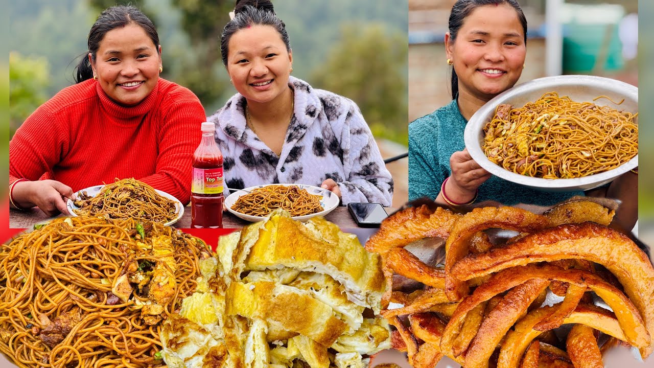 Sausage,egg and chaumin🍝Ma pni pregnant vay ki kyaa ho🤣jethani deurani#siruthapamagar#mukbang#vlog