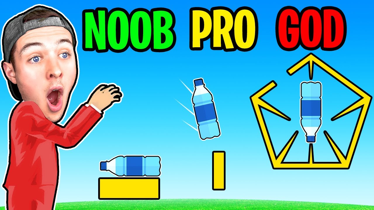 I LANDED AN IMPOSSIBLE BOTTLE FLIP in HAPPY WHEELS!