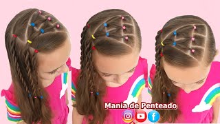 Penteado Infantil Com Redinha Em Ligas Coloridas Easy Hairstyle With Colorful Elastics For Girls