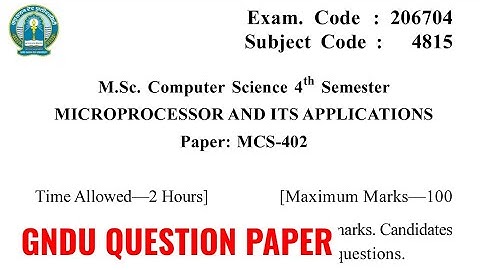 Gndu Msc Computer Science 4th Semester Microprocessor and It