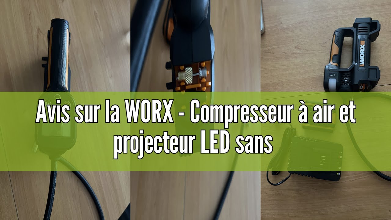 Worx WX092.9 Draadloze luchtcompressor en led-schijnwerper, 20 V, oppompen van 0 tot 150 psi, met fiets/auto-adapter, 4-in-1 gereedschap, gemakkelijk te transporteren, accu en oplader niet inbegrepen