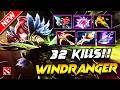 WINDRANGER 32 Kills!! Dota 2 Gameplay | DOTA 2 Windranger Carry Build Pro Gameplay Guide 7.40