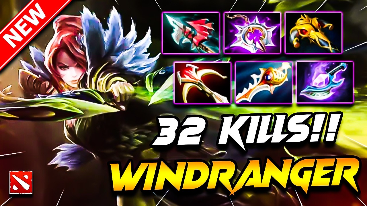 WINDRANGER 32 Kills!! Dota 2 Gameplay | DOTA 2 Windranger Carry Build Pro Gameplay Guide 7.40