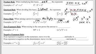 Math 119 : 5.2 #1, #2, #3 (Intermediate Algebra Tutorial : Exponent Rules)