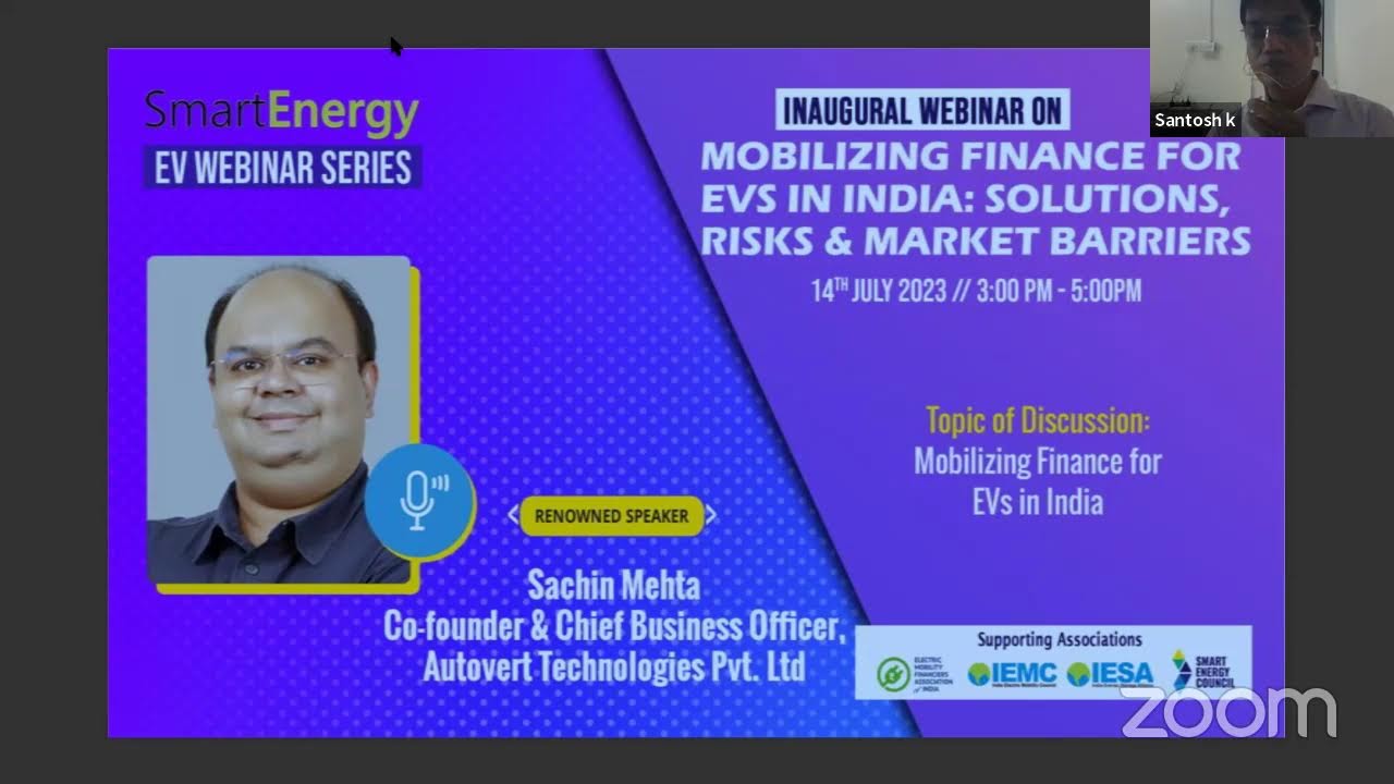 Smart Energy Magazine Webinar on Mobilizing Finance for EVs in India: Solutions, Risks and Barriers