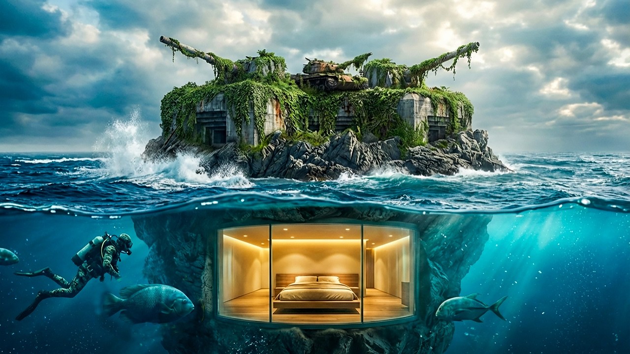 I Found a Century-Old Abandoned Military Base in the Ocean - Turned Into a Modern Glass Home (ASMR)