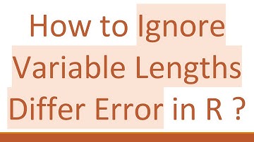 How to Ignore Variable Lengths Differ Error in R ?