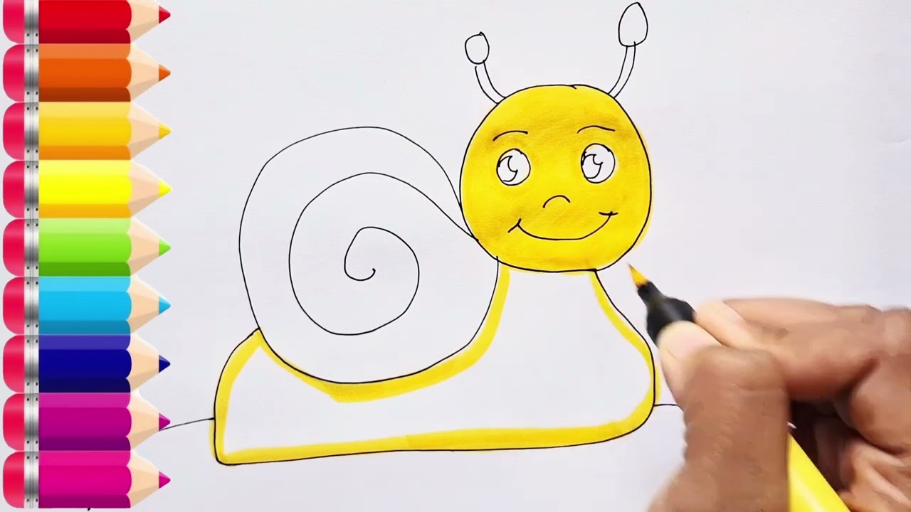 How to draw snail easy step by step 🐌