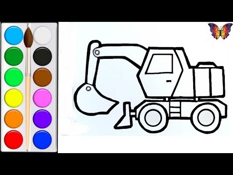 Как нарисовать ЭКСКАВАТОР /  раскраска ЭКСКАВАТОР ИГРУШКА  для детей / Раскраски малышам