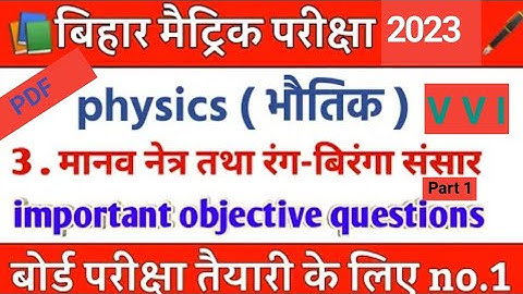 chapter 3 मानव नेत्र तथा रंगबिरंगा संसार CLASS 10th Part 1 objective questions part1 #N_R_C_CLASSES