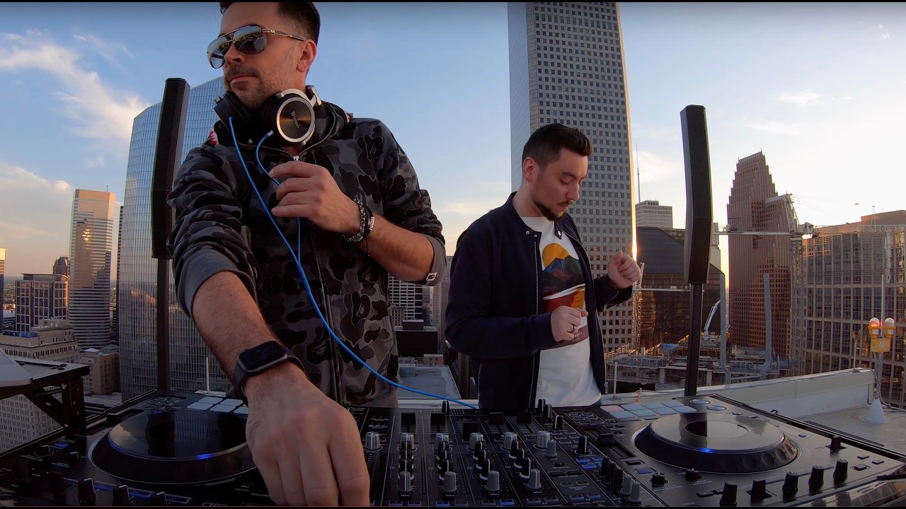 Houston Downtown Aerial and High-Rise Rooftop DJ Set 4K HQ Audio