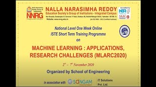 Day-6: ISTE-STTP On Machine Learning Applications, Research Challenges (MLARC2020)@NNRG