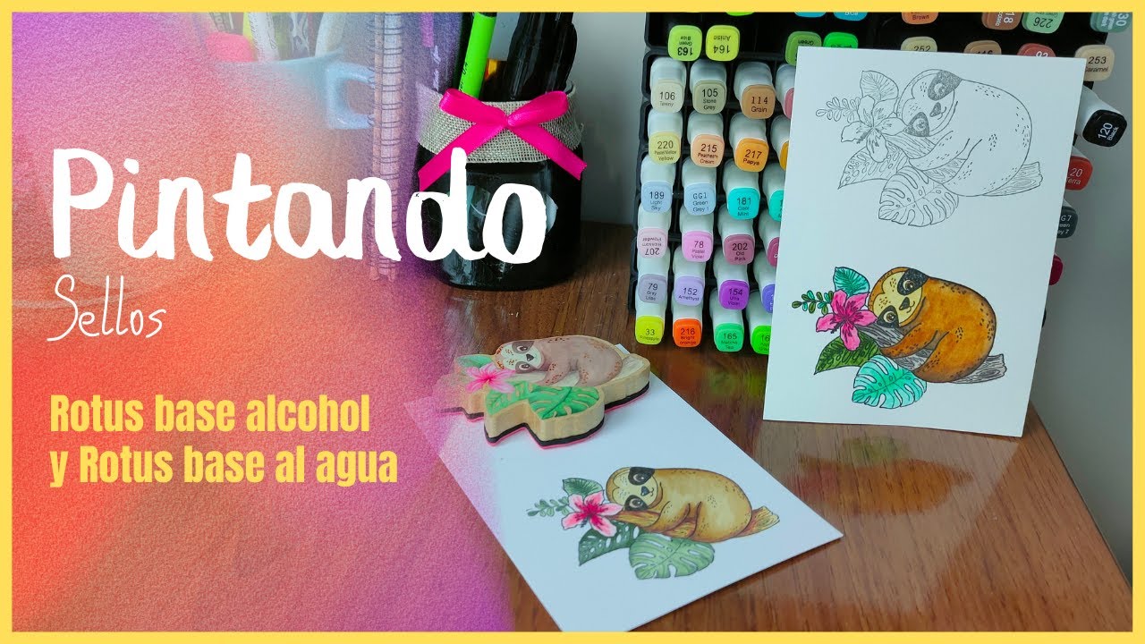 PINTAR SELLOS scrapbooking con ROTULADORES