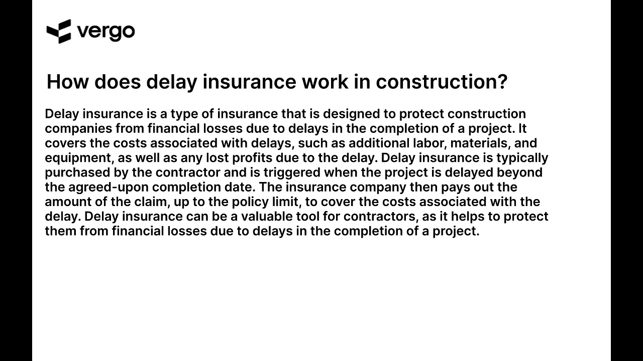 Delay Insurance in Construction Explained