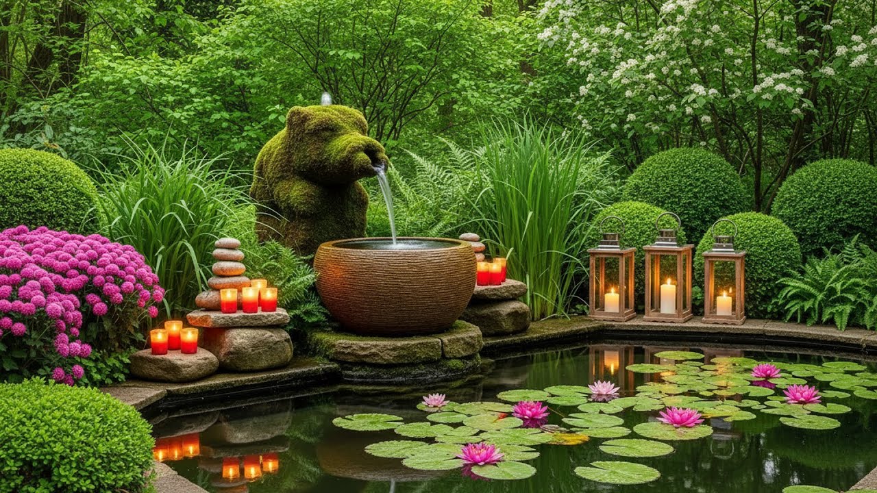 Ultimate Relaxation 🌺 Serene Garden Water Sounds & Gentle Music for Inner Peace