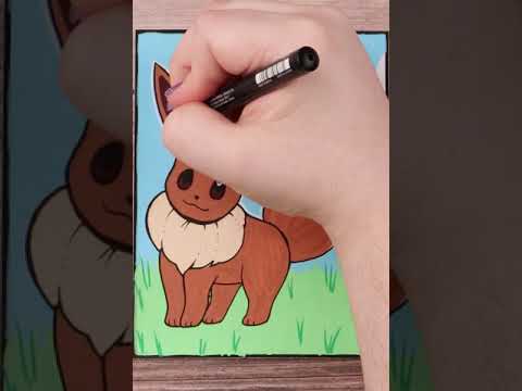 Drawing Eevee from Pokemon with Posca Markers