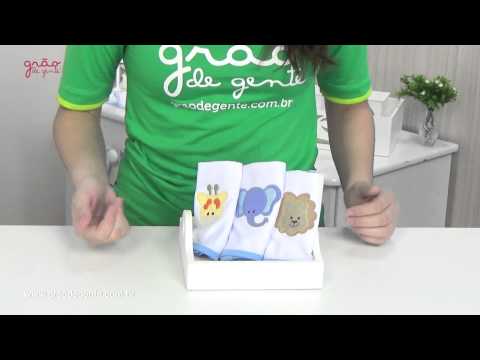 Jogo de Fraldas de Boca Malha Bichos da Selva Azul com 3 | Ref: 45438