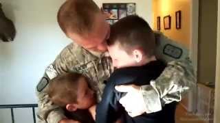 U.S Soldier Surprises His Two Boys