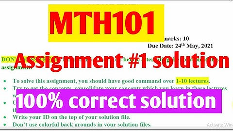 MTH101 :Assignment #1 complete solution|| 100% correct solution ||maths by Zahfran