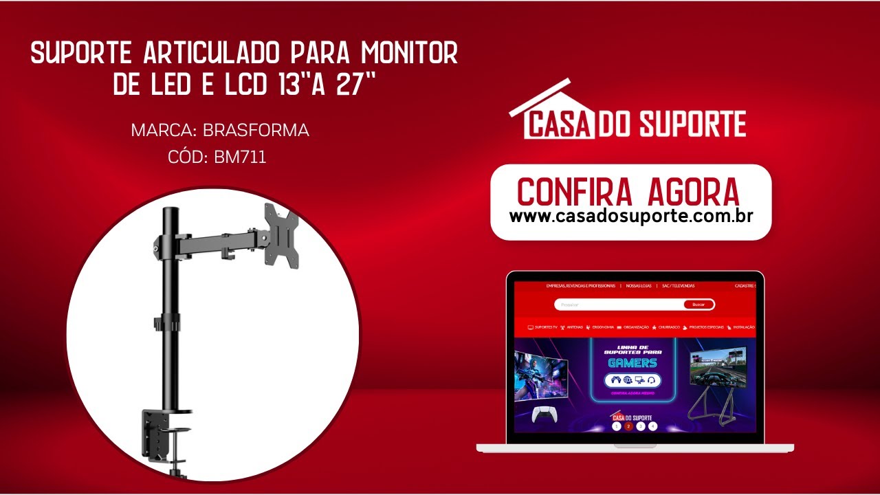 Soporte Articulado para Monitor LED y LCD de 17 “a 27” – Brasforma