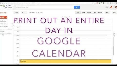 Print Google Calendar - how to print a single day