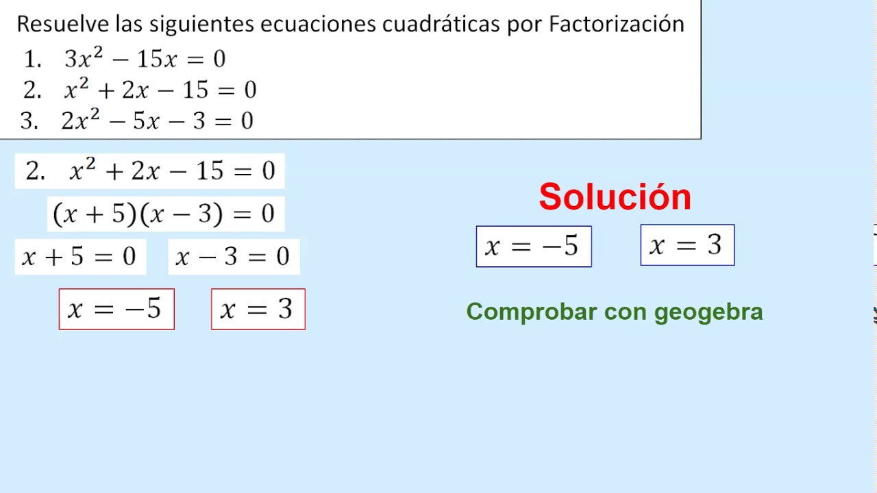 Ecuaciones cuadráticas, método de factorización - YouTube