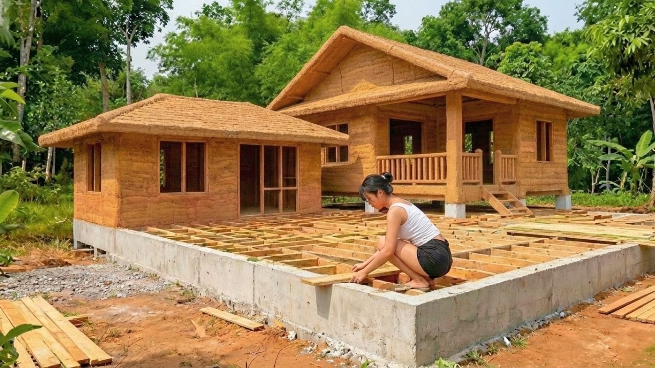 A Young Woman Spent 60 Days Building Her Dream Stilt House Out Of Clay With Her Own Hands