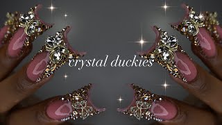 Crystal Duckies| acrylic application + extravagant nail art!✨