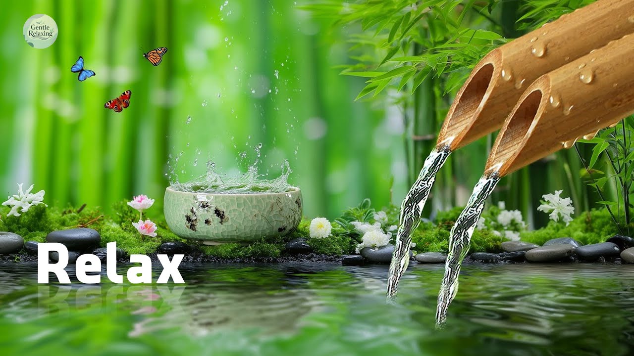 Soothing Spa Piano Music 🌿 Relaxing Sleep Music & Nature Sounds, Bamboo Water Fountain, Calm Music