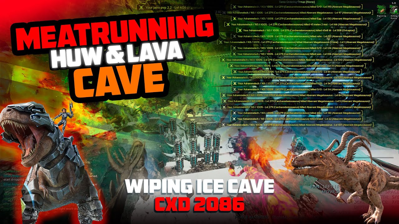 NO NO NO MEATRUNNING HUW/LAVA CAVES & WIPING CXD 2086 ICE WITH BOONK & FRIENDS | OFFICIAL ARK 1x PVP