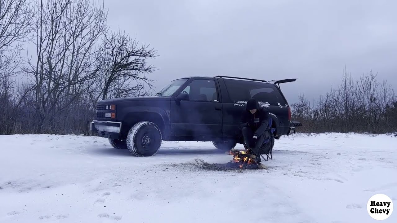 SOLO Winter Camping in my Chevy Blazer k5 /ASMR / Baltic Sea