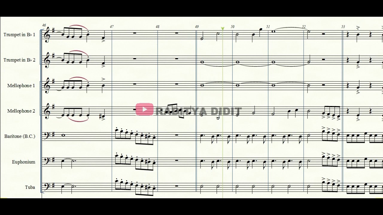 AHA | PTX VERSION | Arranger by. Raditya Didit | Drum Band / Marching Band (Sheet Music) | PARTITUR