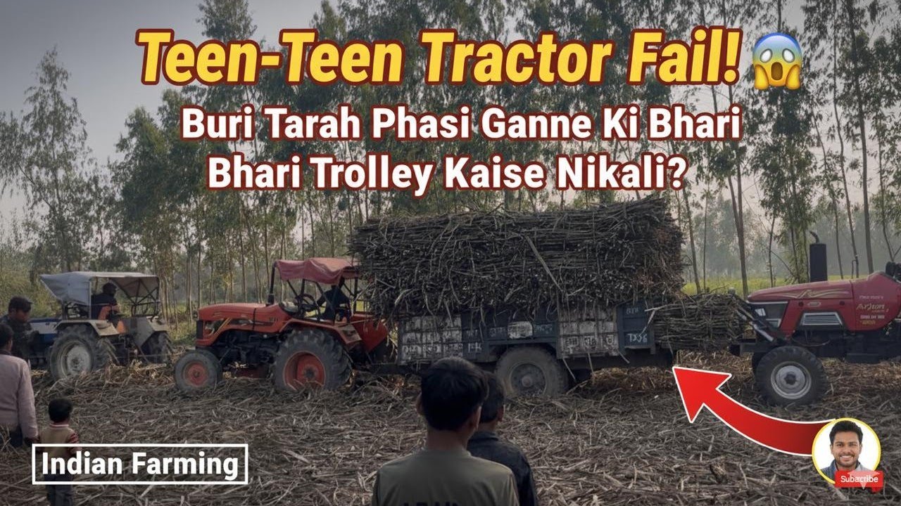 Teen-Teen Tractor Fail! 😱 Buri Tarah Phasi Ganne Ki Bhari Trolley Kaise Nikali?