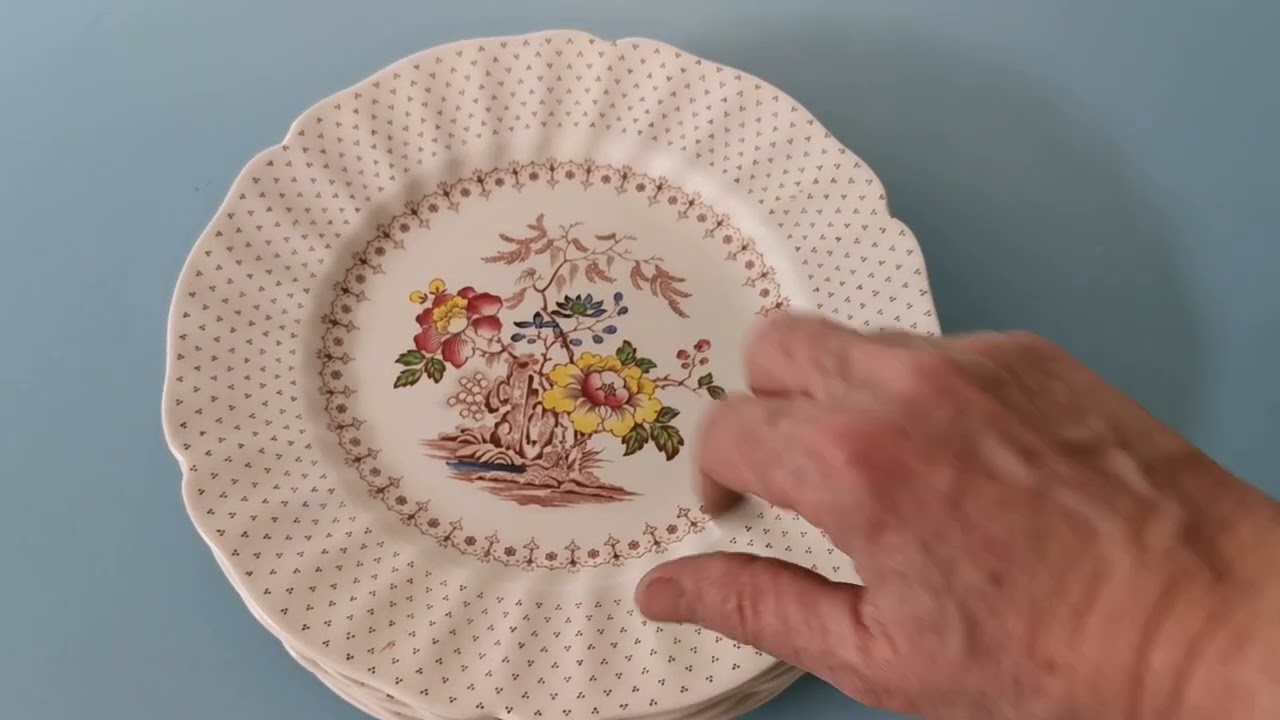 ロイヤルドルトン グランサム ディナープレート D5477   2枚 Royal Doulton Grantham D5477 China Dinner Plate - YouTube