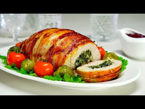 칠면조 롤(Turkey Roll) 베이컨과 치즈를 채운 특별한 요리