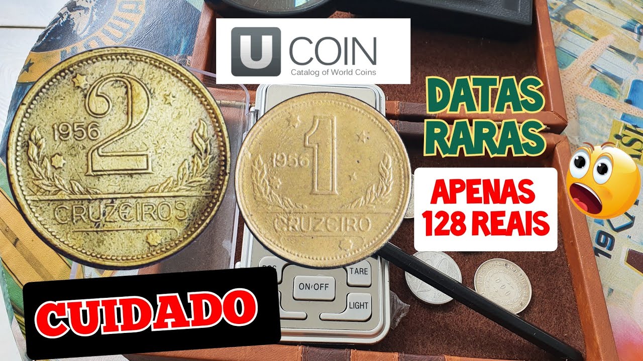 As RARÍSSIMAS moedas de 1 e 2 cruzeiros ano 1956 ,valores baixos na internet.