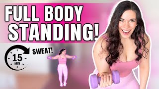 15 Min Beginner Dumbbell Sweat Session At Home | All Standing screenshot 4