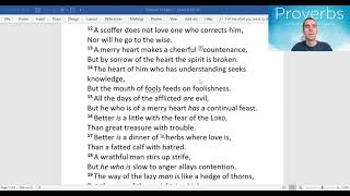 Proverbs 15 "The heart of the righteous studies how to answer" / "Before honor is humility."
