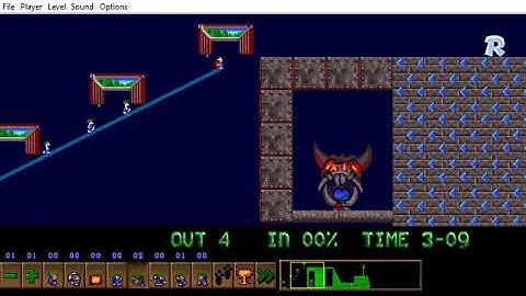 Lemmini - Lemmings Custom Level - Rescuing Stairs