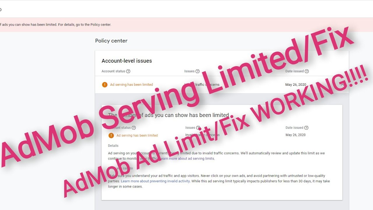 AdMob Ad Serving Has Been Limited / Fix Solution NEW-WORKING!!! - YouTube