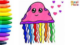 ☆★ iroca 「jellyfish rainbow」リバーシブル半幅帯 ★☆ How to Draw a Cute Rainbow Jellyfish 🌈🪼 | Easy Drawing and