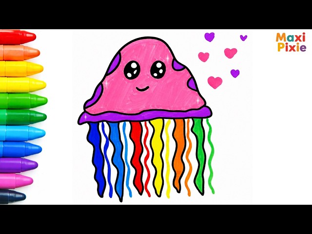 How to Draw a Cute Rainbow Jellyfish 🌈🪼 | Easy Drawing and