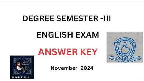 Degree Semester III new syllabus  English Question Paper Key  November 2024|| Osmania University