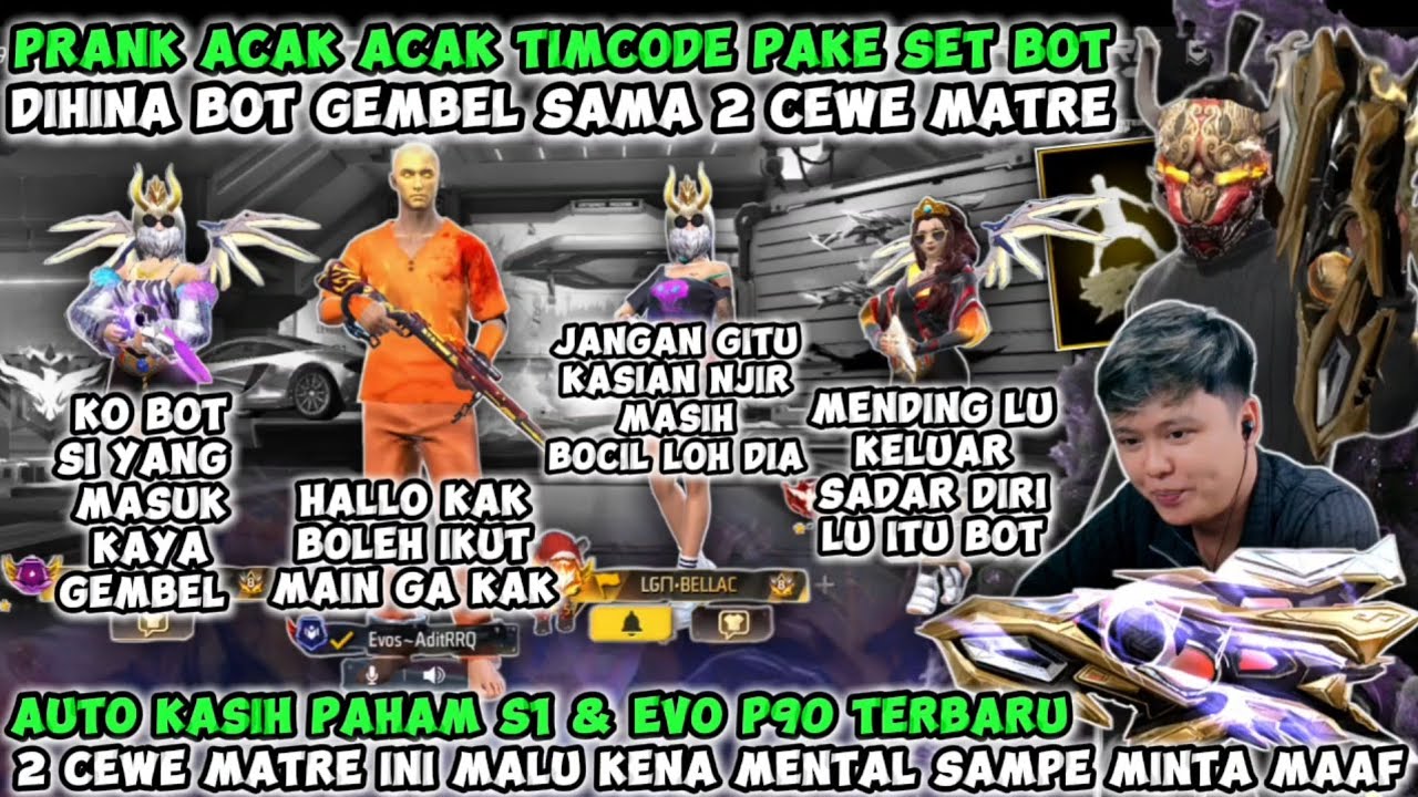 PRANK ACAK ACAK TIMCODE PAKAI SET BOT DIHINA BOT GEMBEL SAKA 2 CEWE MATRE AUTO KASIH PAHAM EMOT P90🥶