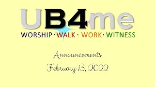 2 13 22 UB4me Announcements