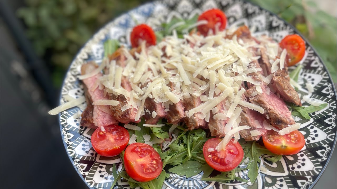 Tagliata di angus con rucola,pomodorini e scaglie di grana 😍 - YouTube